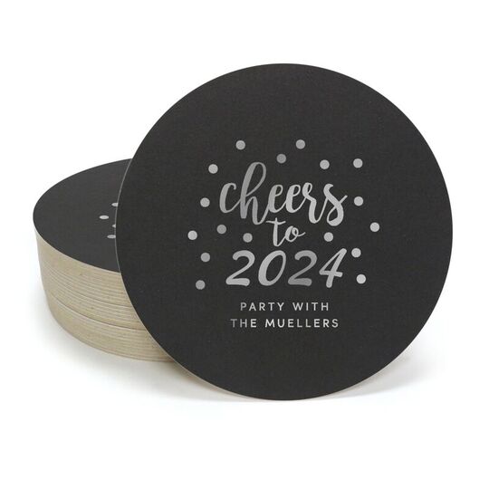 Confetti Dots Cheers to the New Year Round Coasters
